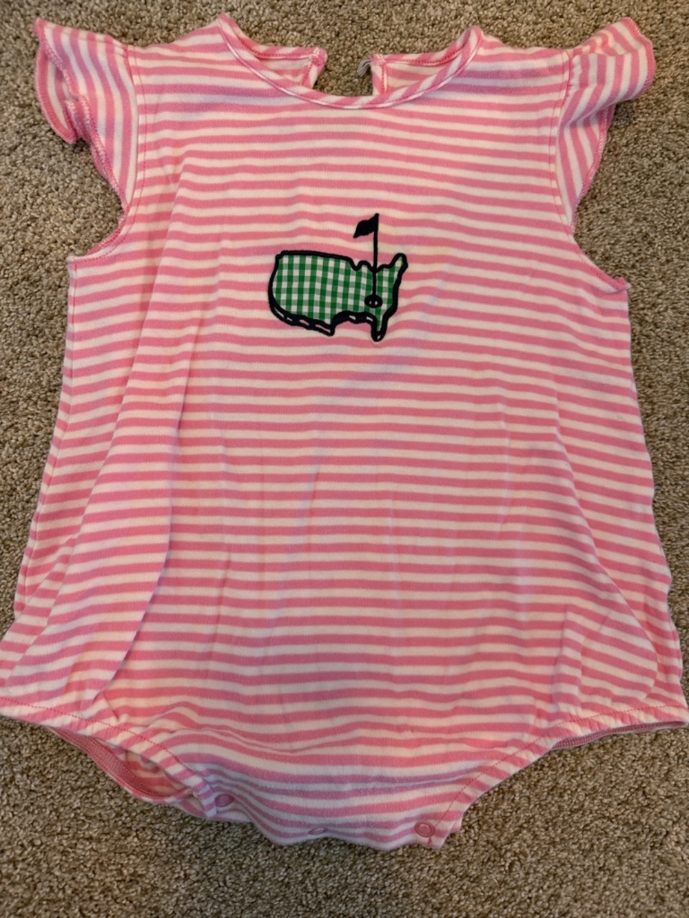 Official Masters Pink and White Striped Infant Bubble Romper